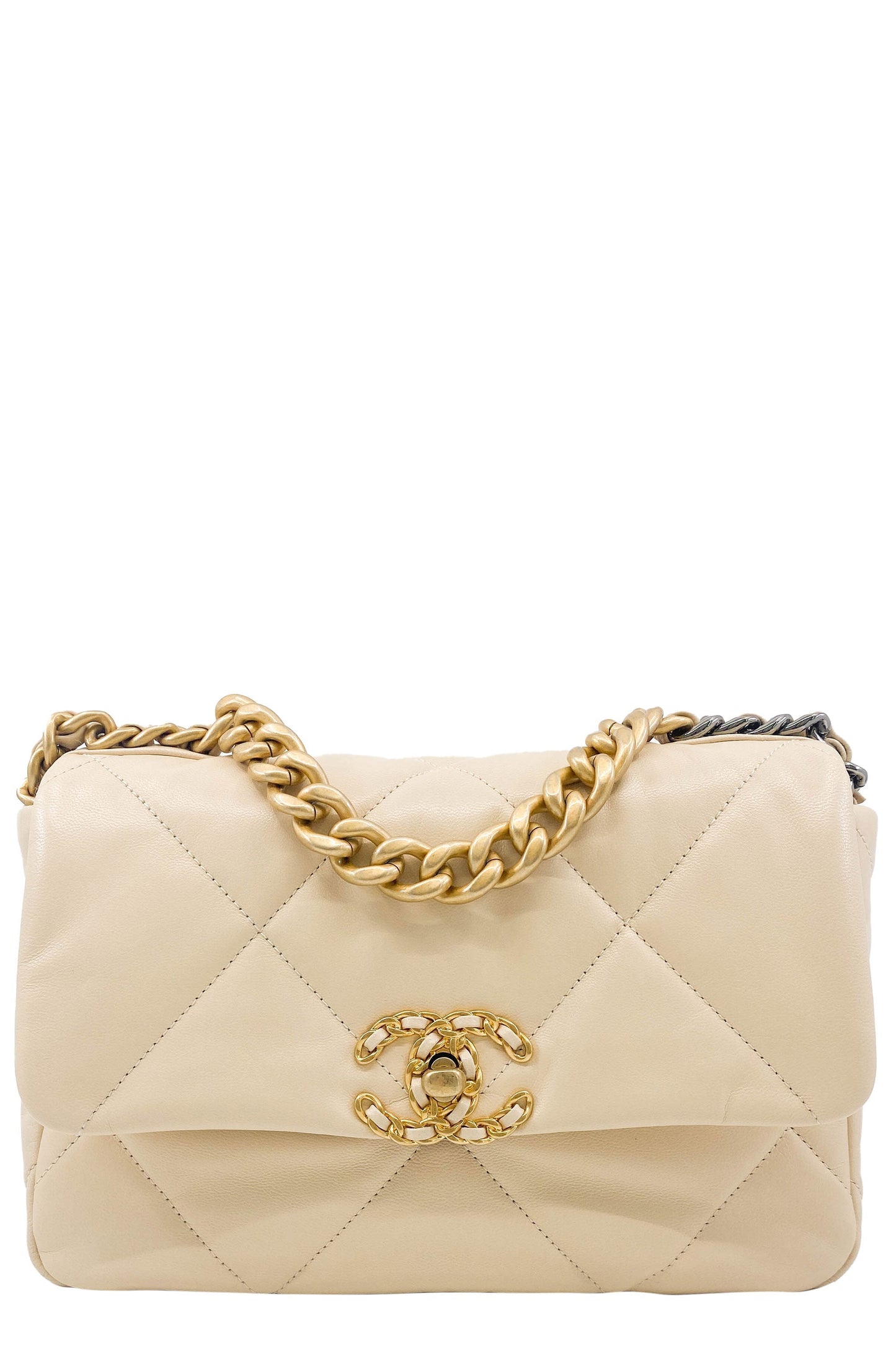 CHANEL 19 Light Beige Small