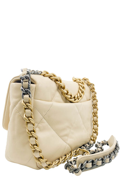 CHANEL 19 Light Beige Small