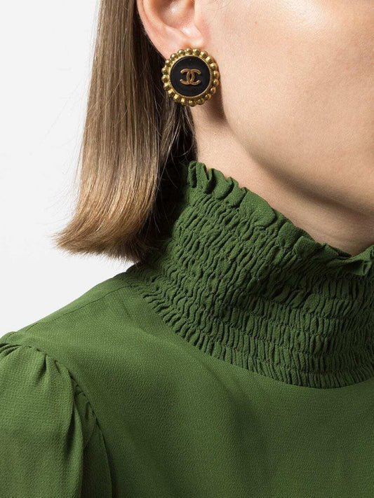 CHANEL Clip-on Button Earrings