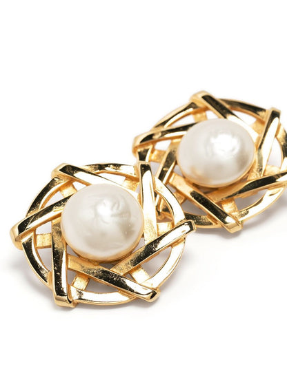 CHANEL Pearl and Star Clip-on Earrings