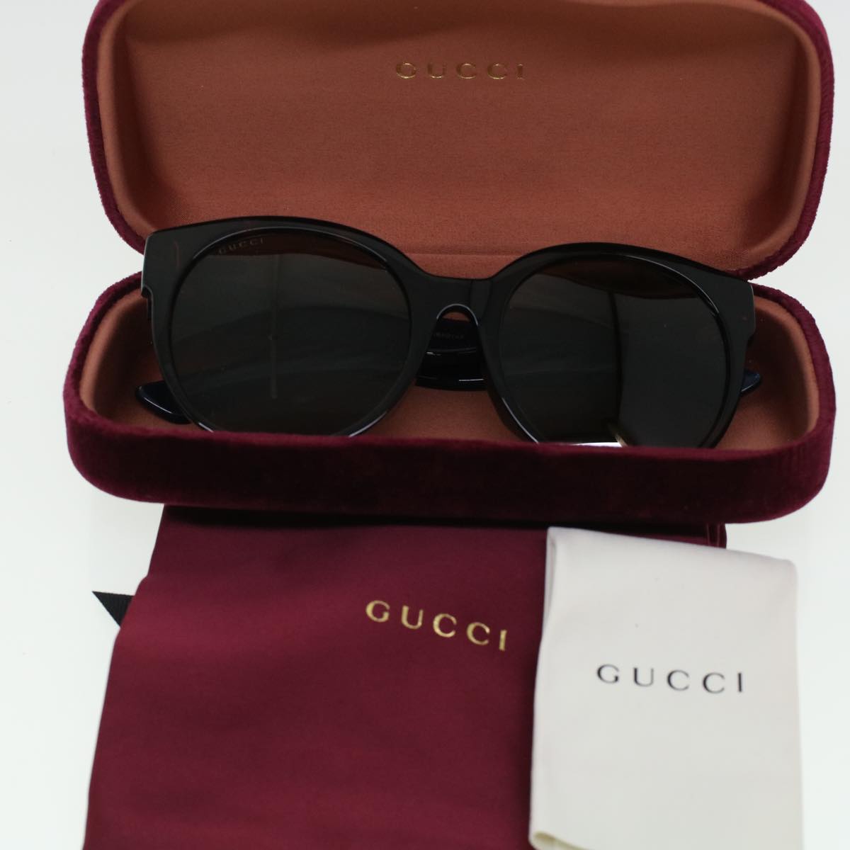 GUCCI Sherry Line Sunglasses Black Blue Red Auth cl605