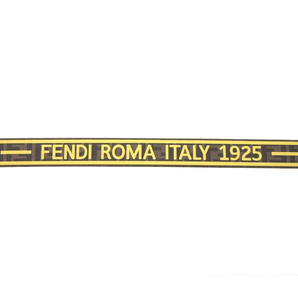 Fendi FF Logo Roma Italy 1925 Brown Yellow Leather Belt 7C0392 Size 105/42