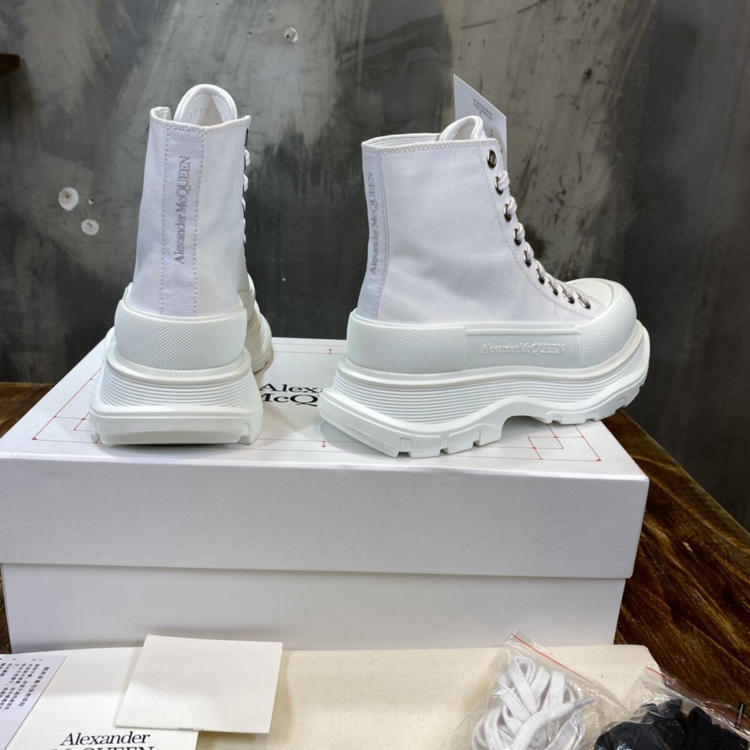 Alexander McQueen Tread Slick Boot Cotton White