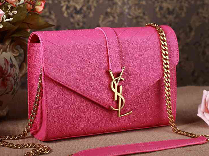 Yves Saint Laurent Small Monogramme Satchel Lipstick Fuchsia Grain Textured Matelasse Leather