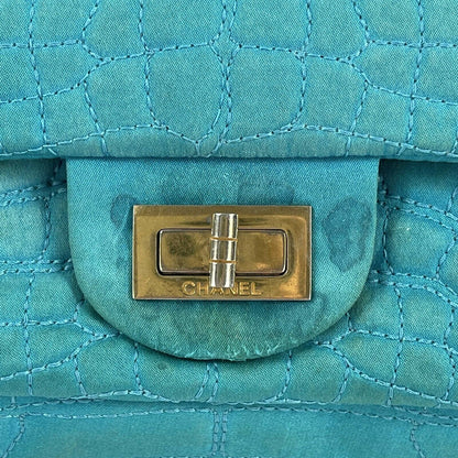 CHANEL - Reissue Small 2.55 Satin Crocodile Stitch - Turquoise / Gold Crossbody