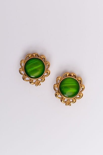 Boucles d'oreilles vertes Yves Saint Laurent