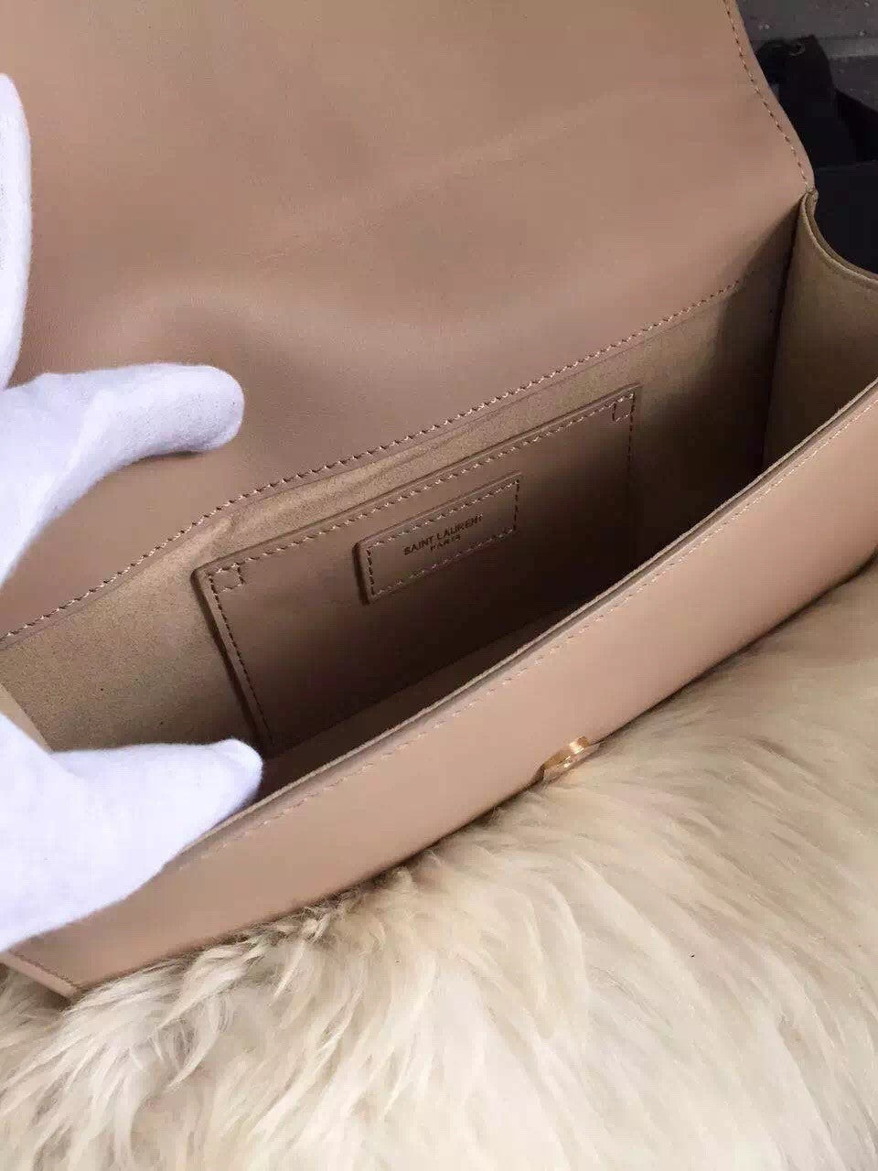 Yves Saint Laurent Beige Classic Monogramme Clutch Bag