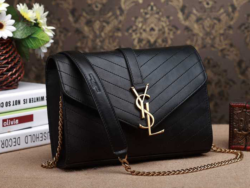 Yves Saint Laurent Small Monogramme Satchel Black Matelasse Antique Gold Hardware