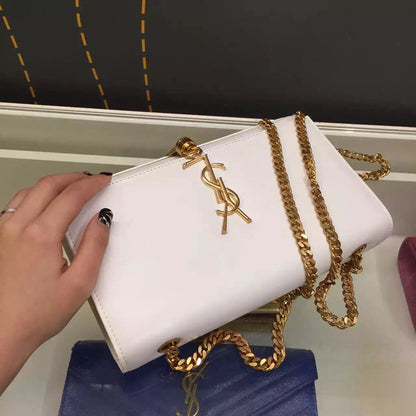 Yves Saint Laurent Medium Monogramme Tassel Bag In White Calfskin