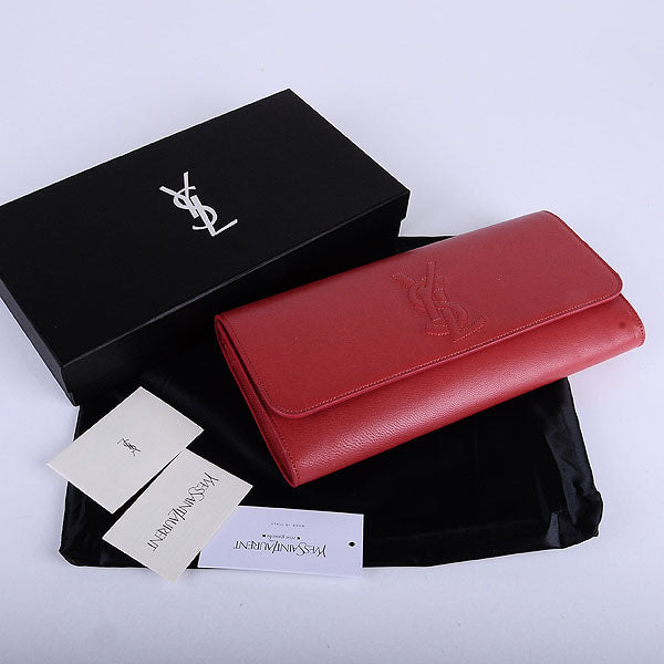 Yves Saint Laurent Lady Lambskin Leather Purse Red 39321