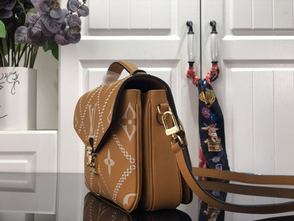 Louis Vuitton Pochette Metis Monogram Empreinte Arizona Brown For Spring,  Shoulder And Crossbody Bags