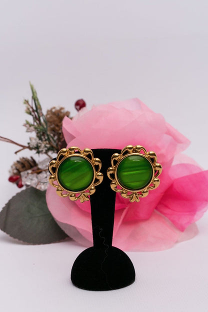 Boucles d'oreilles vertes Yves Saint Laurent