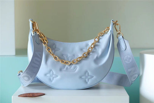 LV Over The Moon Bag Handbags For Women In Bleu Glacier Blue 10.8in/28cm LV M59825