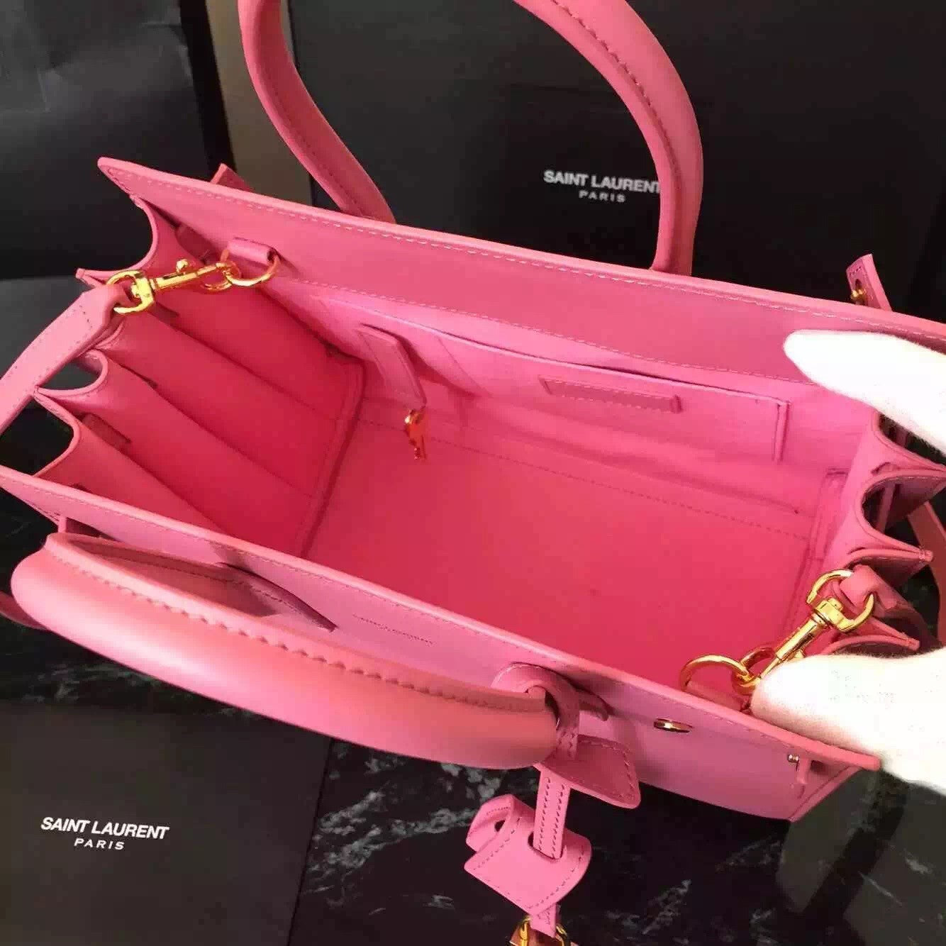 Yves Saint Laurent Baby Sac De Jour Bag In Pink Leather