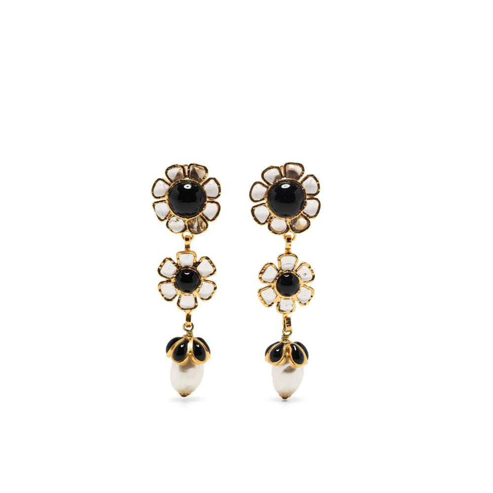 CHANEL Gripoix Floral Drop Earrings