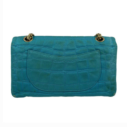 CHANEL - Reissue Small 2.55 Satin Crocodile Stitch - Turquoise / Gold Crossbody