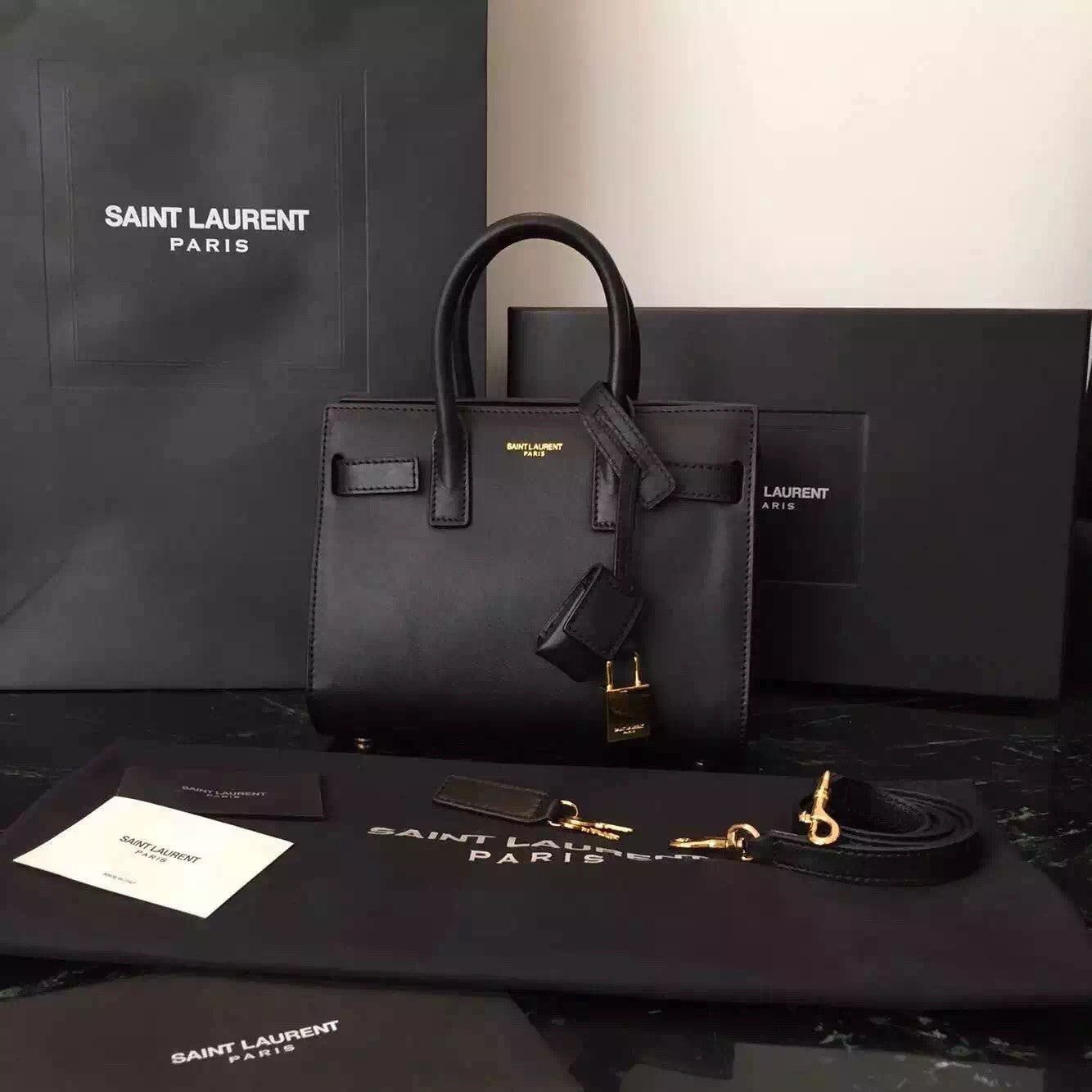 Yves Saint Laurent Nano Sac De Jour Bag In Black Leather