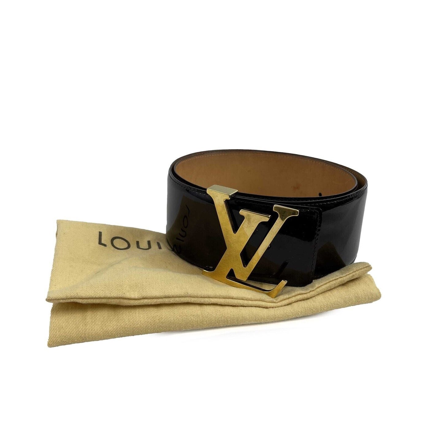 LOUIS VUITTON Vernis Belt LV Logo Amarante Brown 85/34