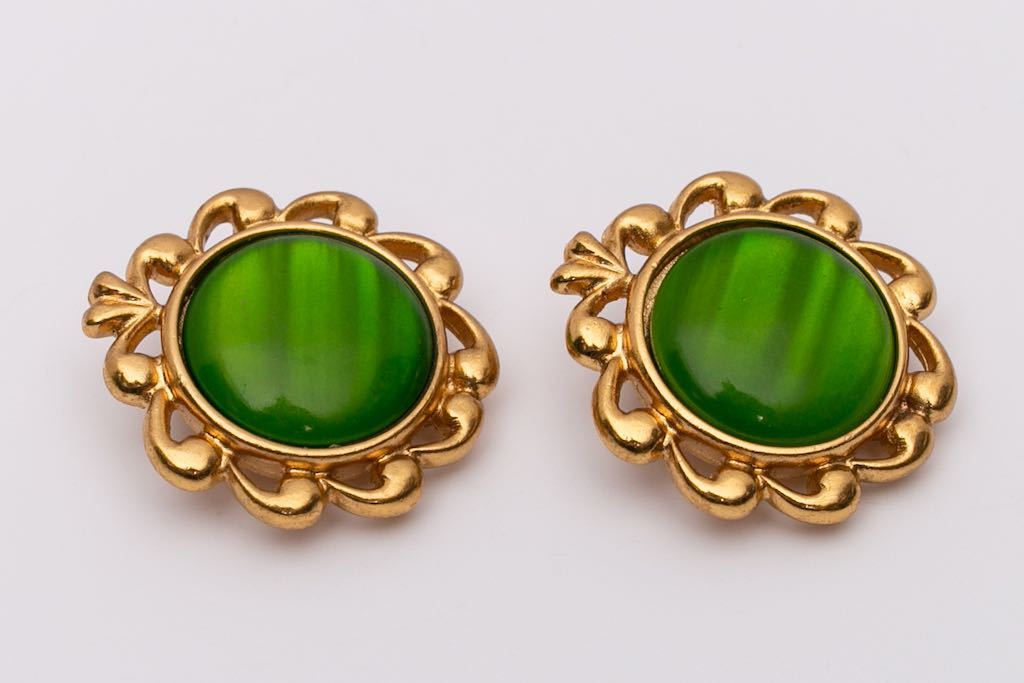 Boucles d'oreilles vertes Yves Saint Laurent