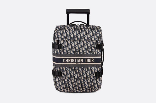 Small Christian DiorTravel Suitcase Blue Christian Dior Oblique Technical Jacquard