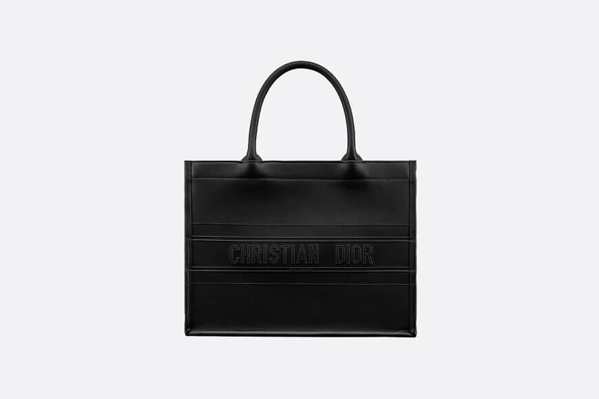 Small Christian Dior Book Tote Black Calfskin