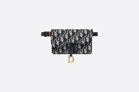 Christian Dior Belt Pouch Blue Christian Dior Oblique Jacquard