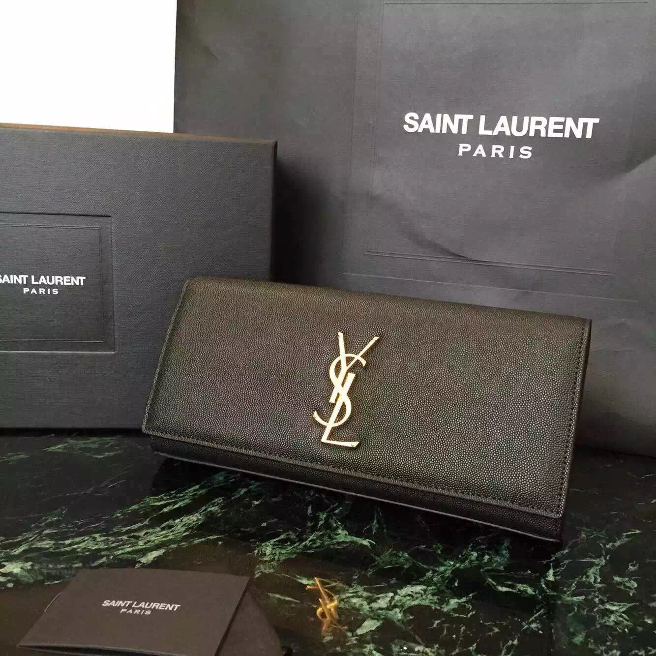 Yves Saint Laurent Black Classic Monogramme Clutch