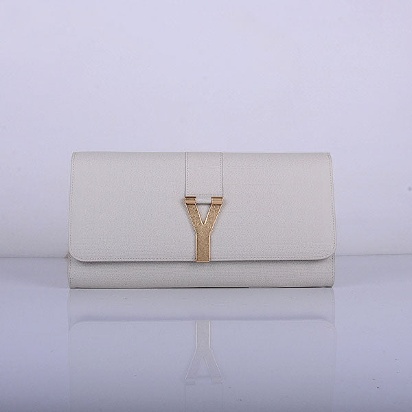 Yves Saint Laurent Lady Genuine Leather Purse Beige 39321