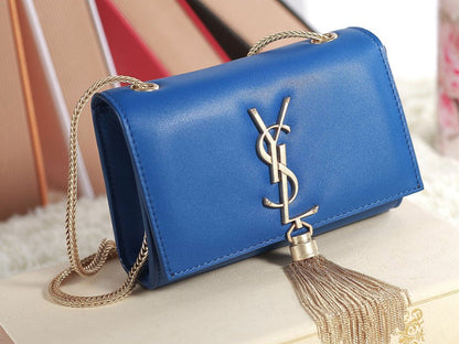 Yves Saint Laurent Mini Monogramme Bag In Original Leather Blue