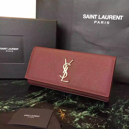 Yves Saint Laurent Burgundy Classic Monogramme Clutch