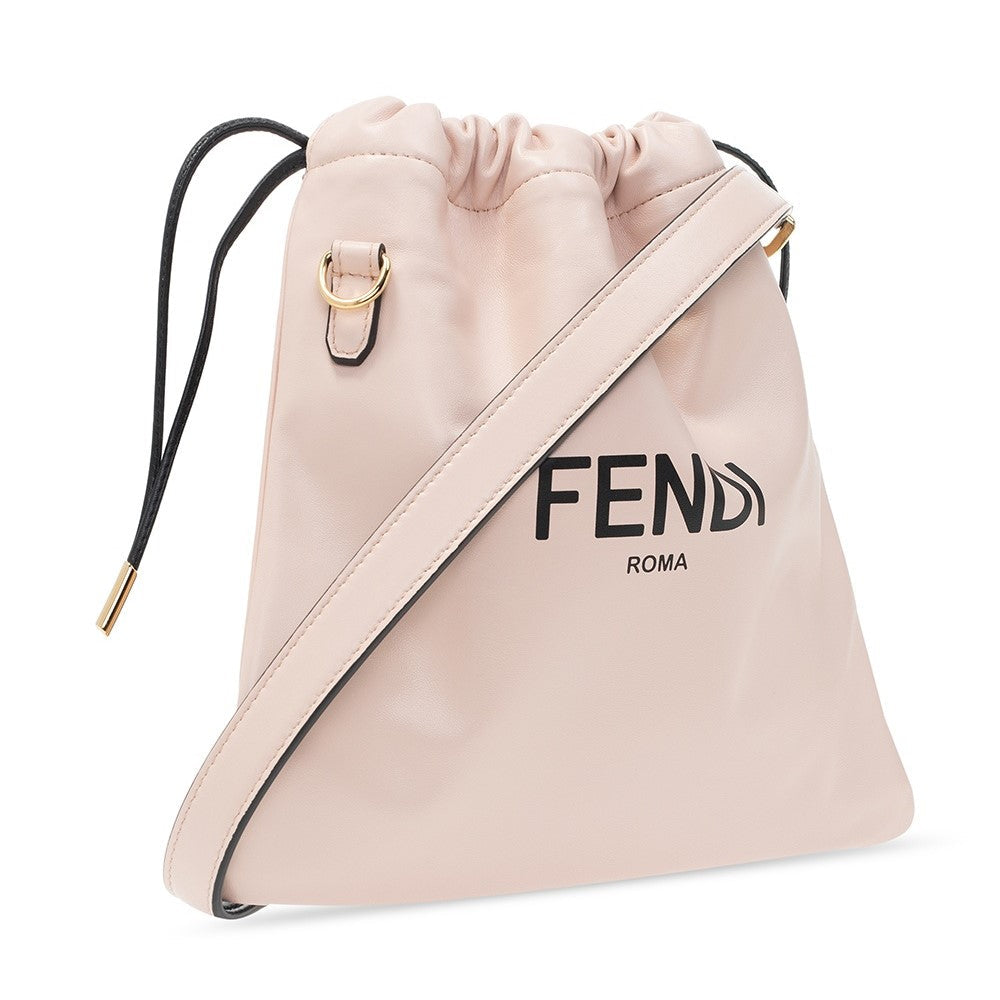 Fendi Roma Sack Pink Leather Drawstring Pouch Crossbody Bag 8BT337