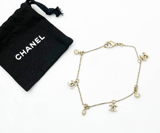 CHANEL Mini Gold CC Round Marquise Crystal Bracelet