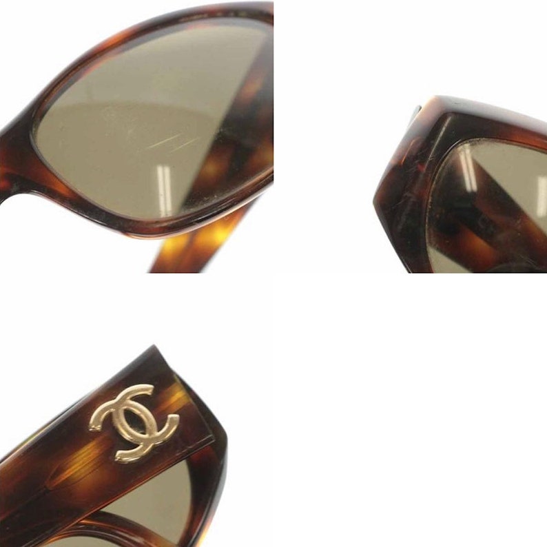 CHANEL Vintage brown frame and grey shade sunglasses with golden CC motifs at sides