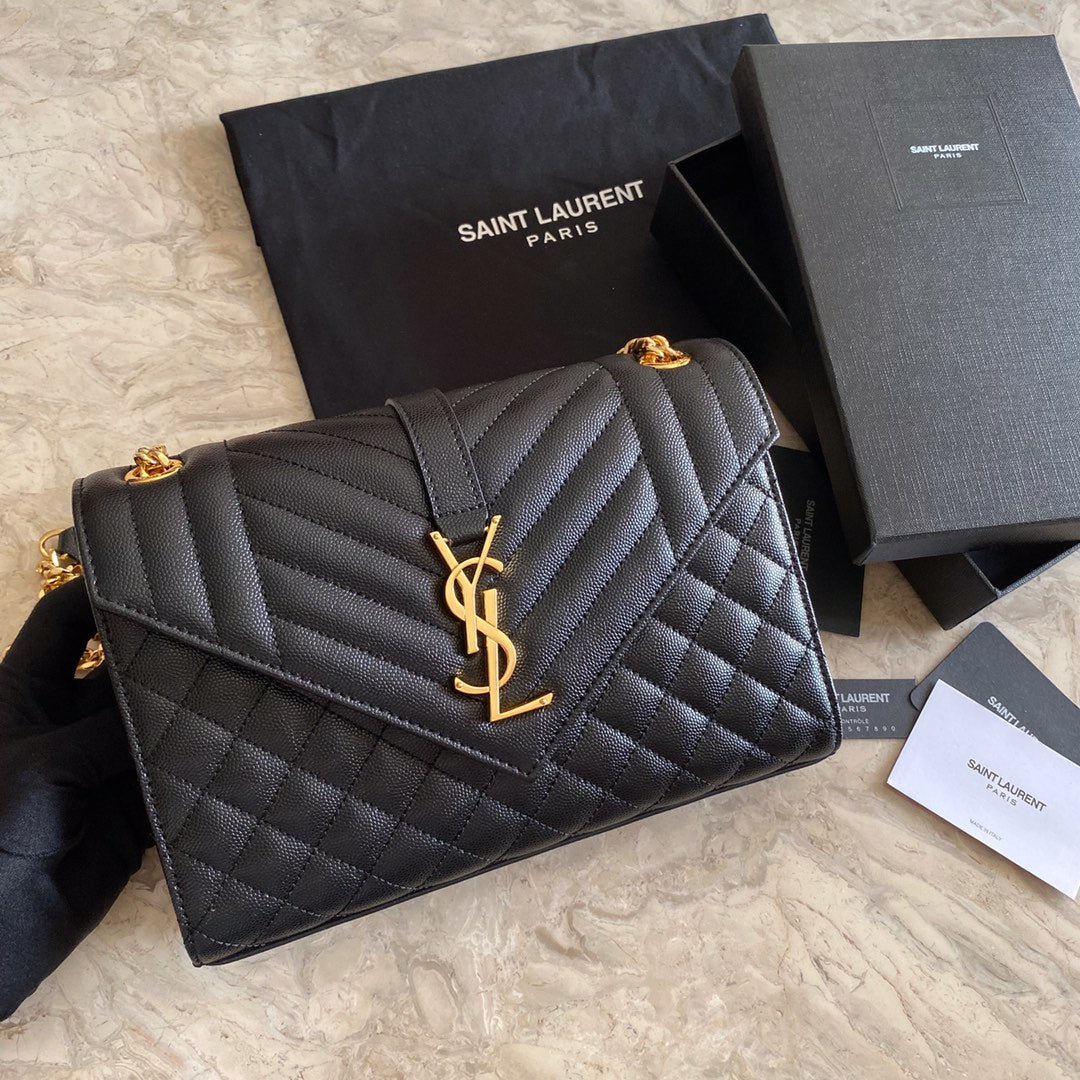 Yves Saint Laurent  Envelope Medium Bag In Mix Matelasse Grain  De Poudre Embossed Leather