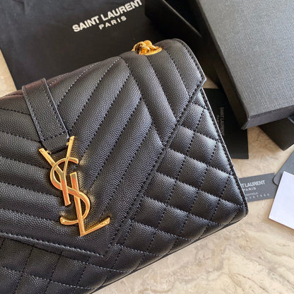 Yves Saint Laurent  Envelope Medium Bag In Mix Matelasse Grain  De Poudre Embossed Leather