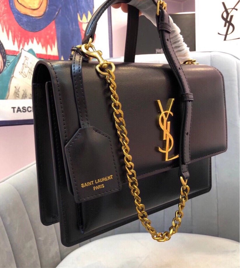 Black New Yves Saint Laurent woman shoulder handbag