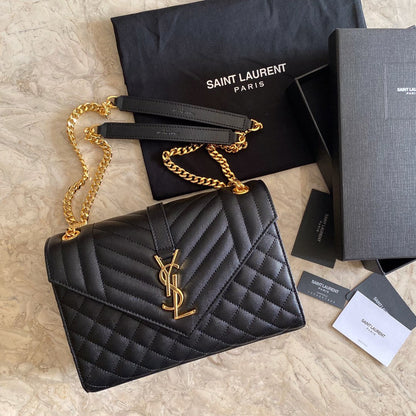 Yves Saint Laurent  Envelope Medium Bag In Mix Matelasse Grain  De Poudre Embossed Leather