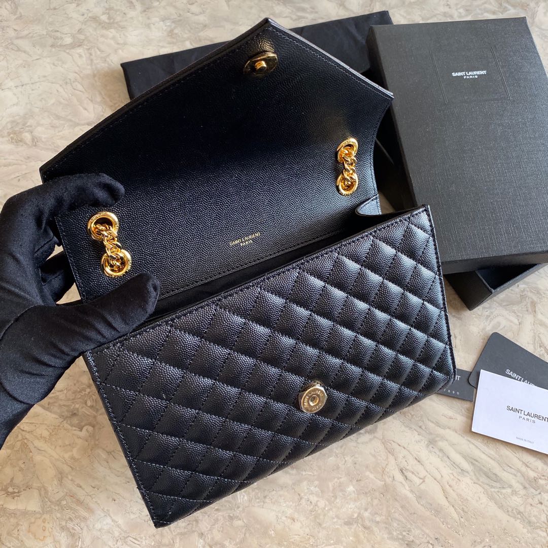 Yves Saint Laurent  Envelope Medium Bag In Mix Matelasse Grain  De Poudre Embossed Leather