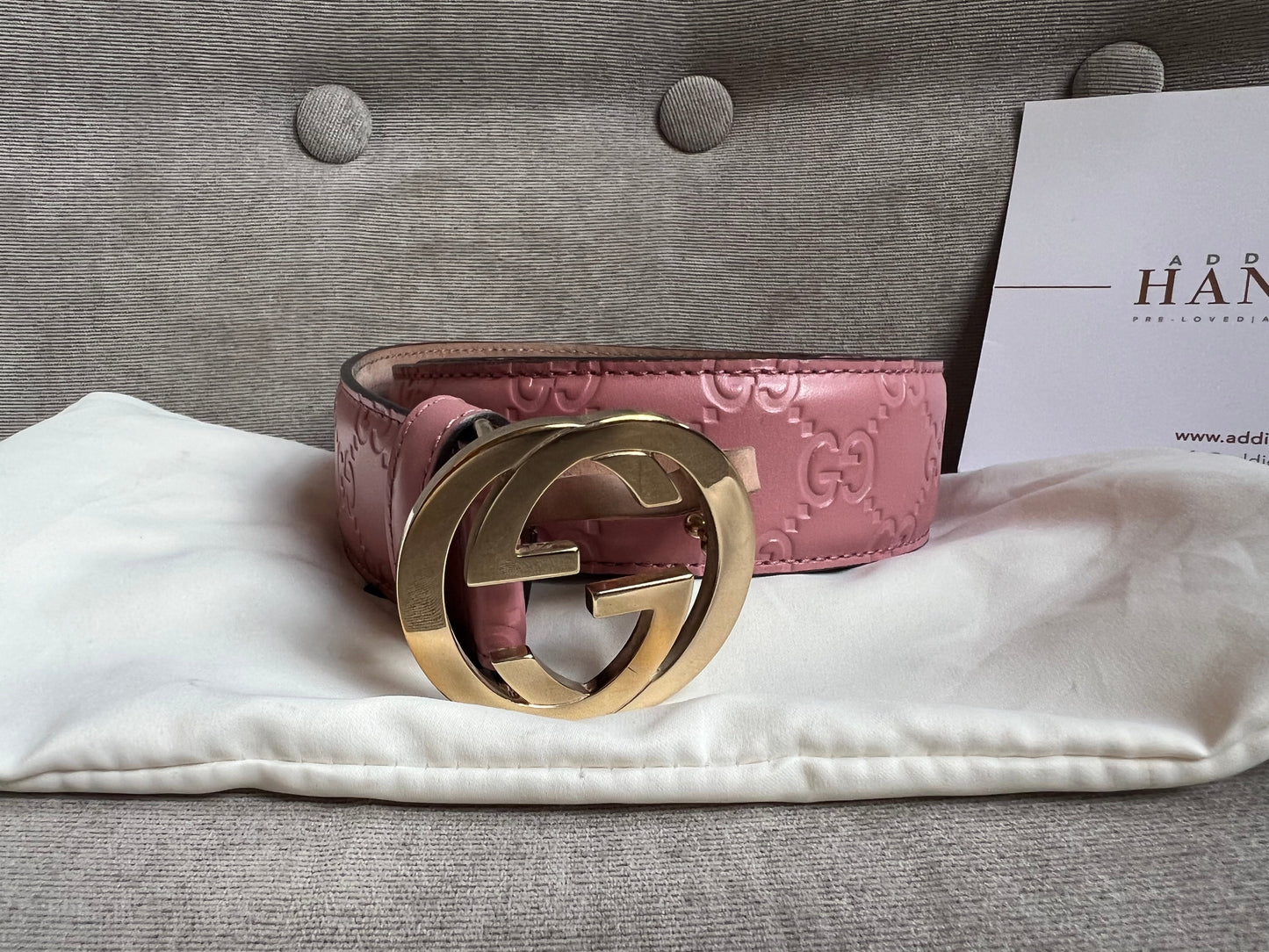 Gucci Pink Guccissima Wide Belt