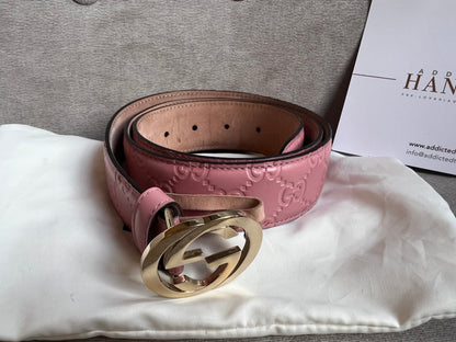 Gucci Pink Guccissima Wide Belt