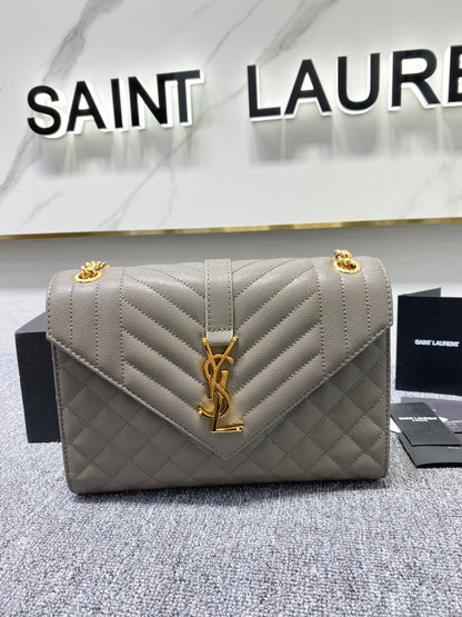 Yves Saint Laurent  Envelope Medium Bag In Mix Matelasse Grain  De Poudre Embossed Leather