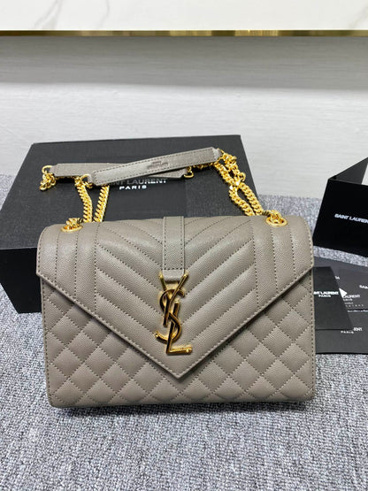 Yves Saint Laurent  Envelope Medium Bag In Mix Matelasse Grain  De Poudre Embossed Leather