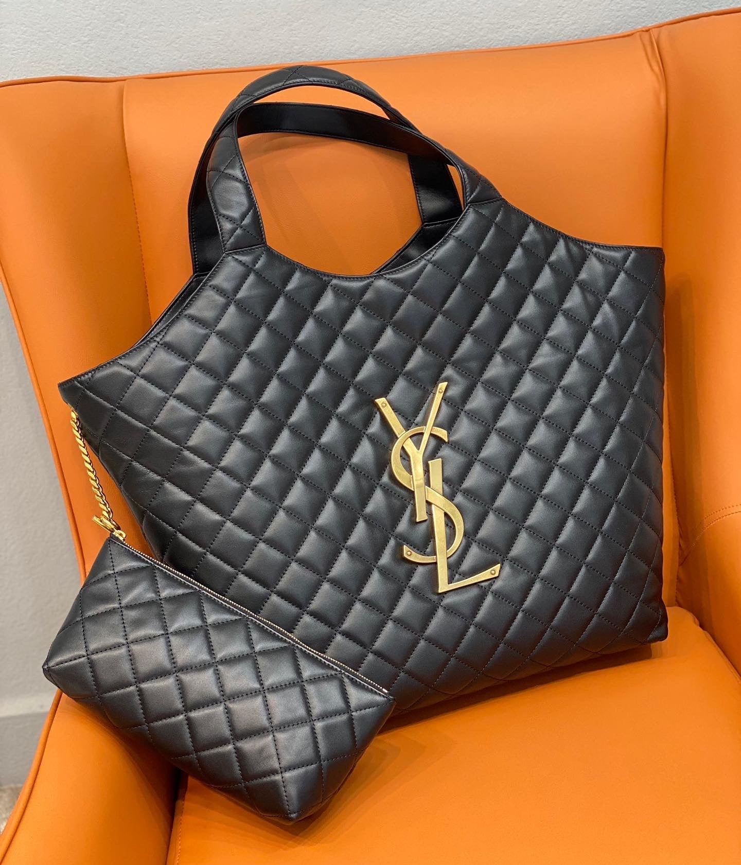 Yves Saint Laurent Icare Maxi Shopping Bag In Quilted Lambskin