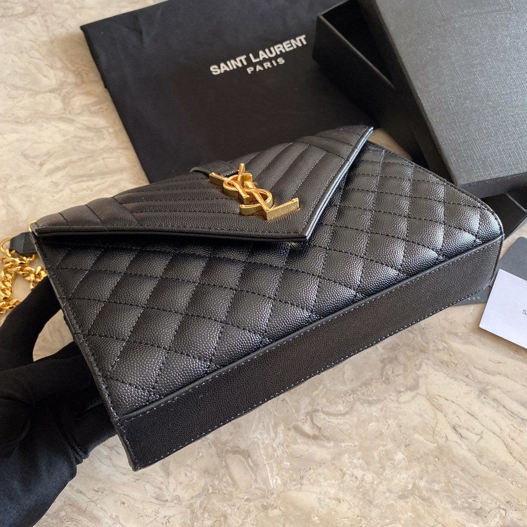 Yves Saint Laurent  Envelope Medium Bag In Mix Matelasse Grain  De Poudre Embossed Leather