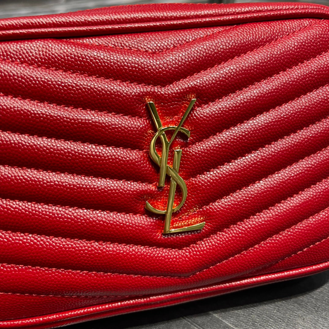 Yves Saint Laurent Lou Mini Bag In Quilted  Grain  De Poudre Embossed Leather