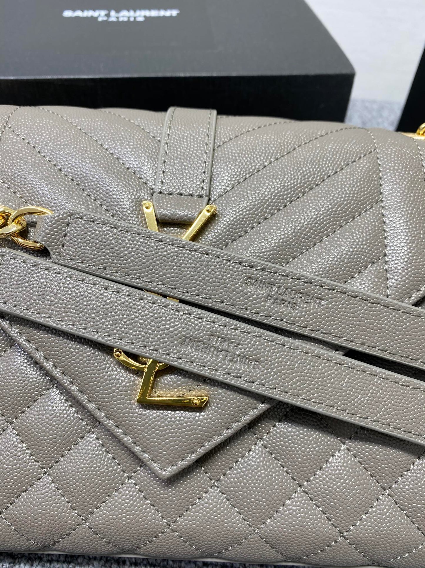 Yves Saint Laurent  Envelope Medium Bag In Mix Matelasse Grain  De Poudre Embossed Leather