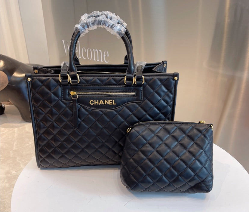 Black Leather Chanel Handbag