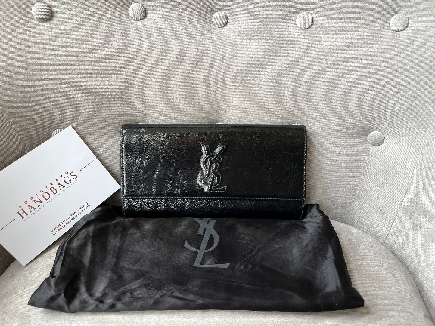 Yves Saint Laurent (YSL) Black Patent Belle de Jour Clutch