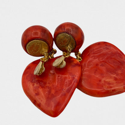 Yves Saint Laurent Rive Gauche red heart earrings