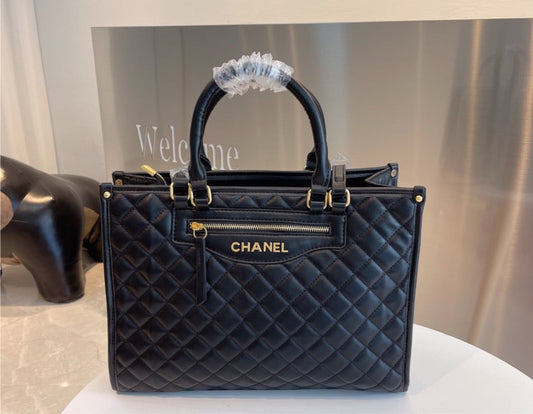 Black Leather Chanel Handbag